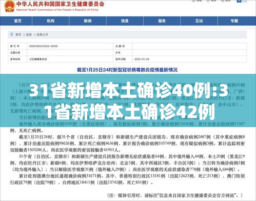 31省新增本土确诊40例:31省新增本土确诊42例