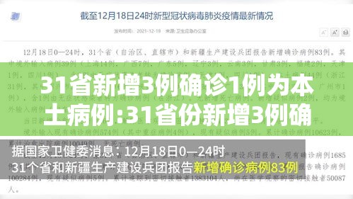31省新增3例确诊1例为本土病例:31省份新增3例确诊 1例为本土