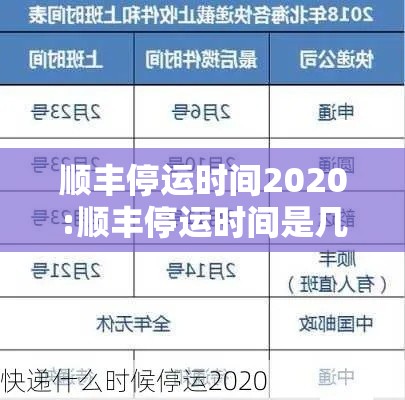 顺丰停运时间2020:顺丰停运时间是几月几号
